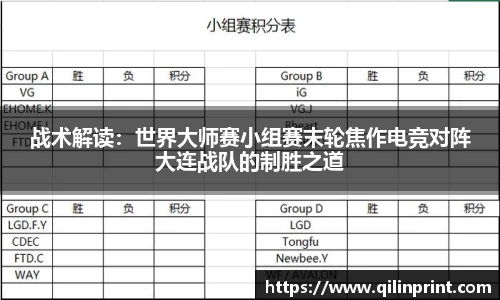 战术解读：世界大师赛小组赛末轮焦作电竞对阵大连战队的制胜之道
